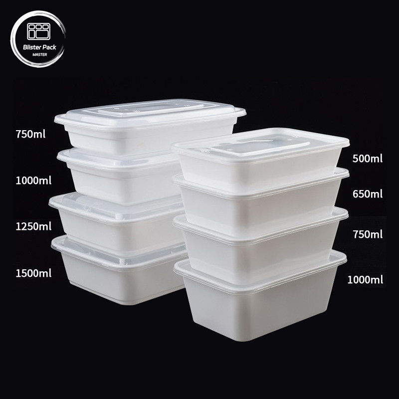 Mikrowelleverfügbare PP Einweg-Plastik-Bento-Box mit Deckel Clea Multi-Size 500 ml bis 1500 ml