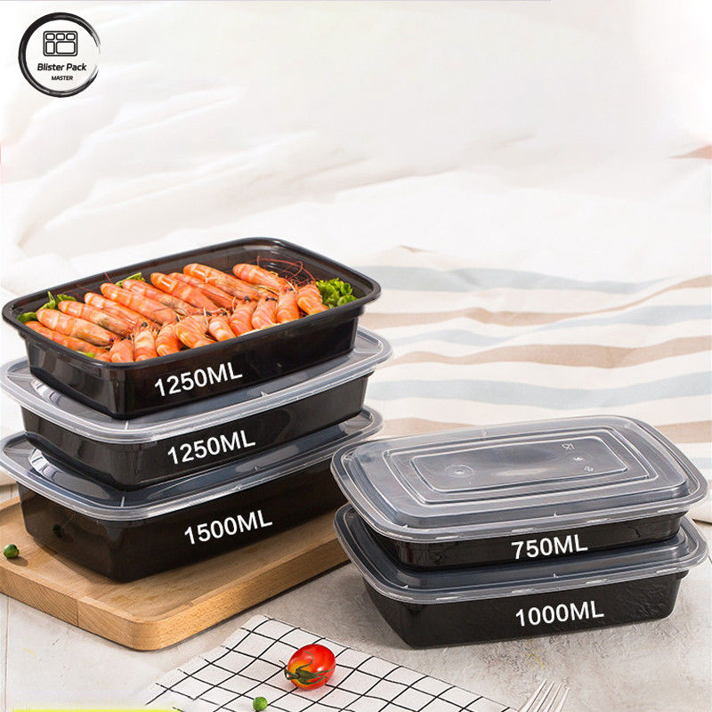 Mikrowelleverfügbare PP Einweg-Plastik-Bento-Box mit Deckel Clea Multi-Size 500 ml bis 1500 ml