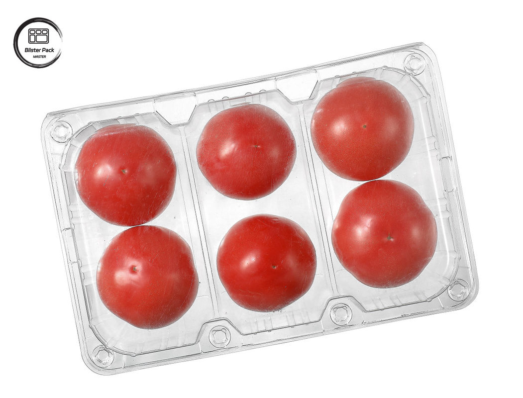 Einweg-Blasen-Tomaten Einweg-Fruchtbehälter 6 Stück rechteckiger Kunststoff für die Verpackung