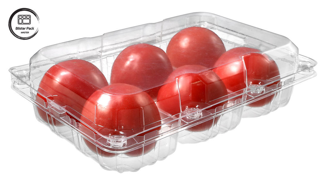 Einweg-Blasen-Tomaten Einweg-Fruchtbehälter 6 Stück rechteckiger Kunststoff für die Verpackung