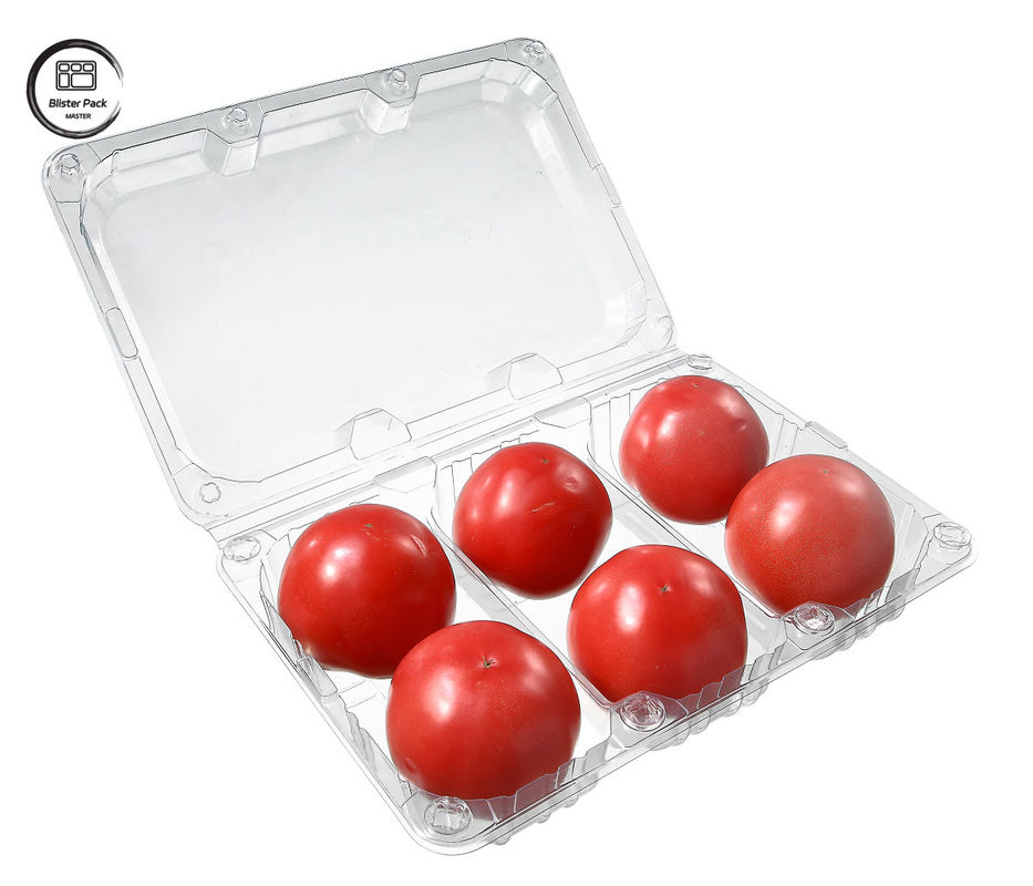 Einweg-Blasen-Tomaten Einweg-Fruchtbehälter 6 Stück rechteckiger Kunststoff für die Verpackung