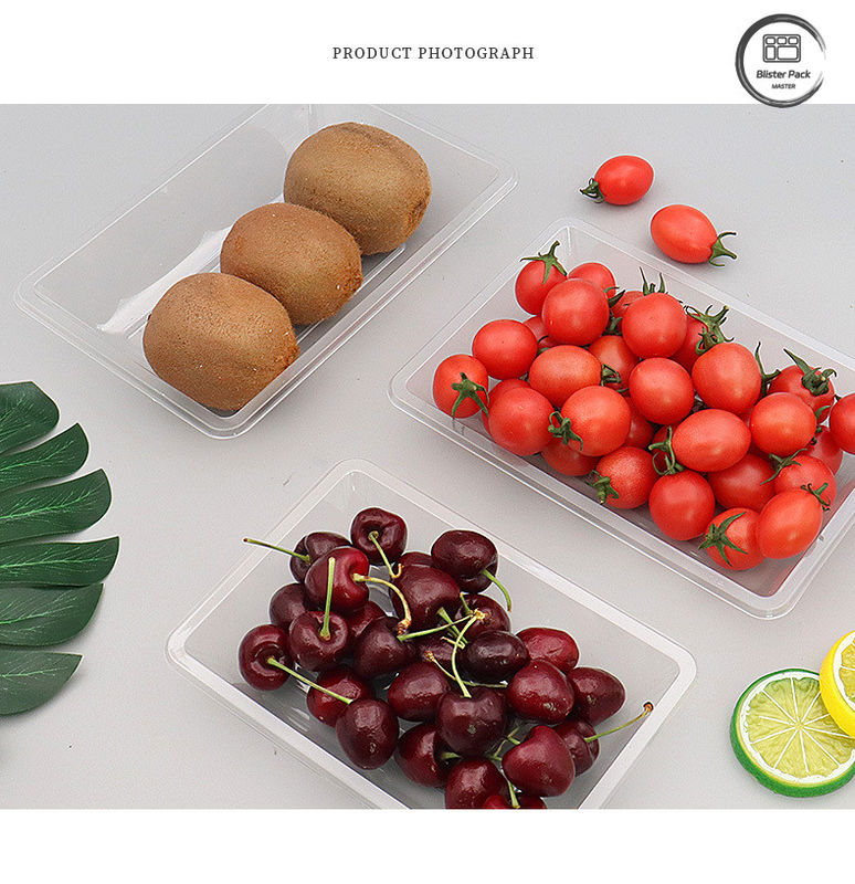 Durchsichtige Einweg-Frucht- und Gemüsebehälter Flachboden-Kunststoffverpackungen für frische Erzeugnisse