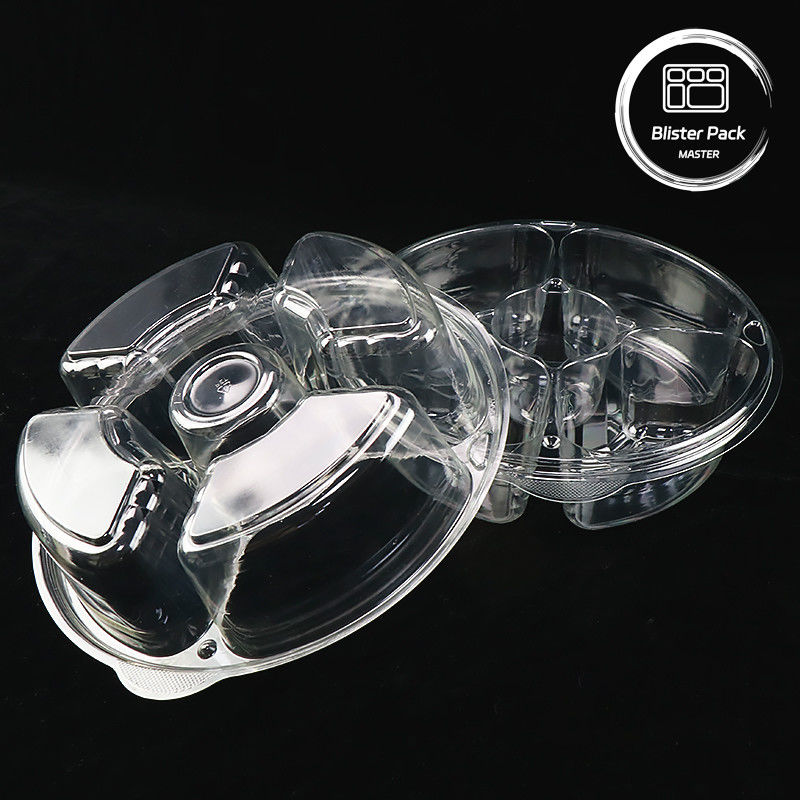 5 Abschnitt Rundes Servierfach mit Deckel Plastikplattenfach für Supermarkt-Gemüse-Display