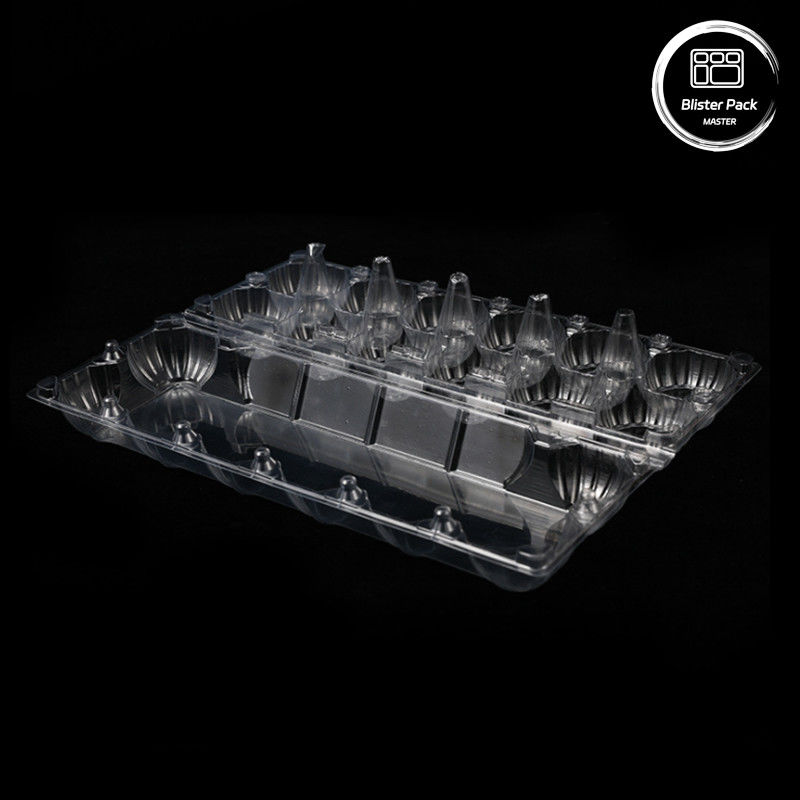 Vakuumgeformtes 12-Schleusen-tragbares PET-Ei-Blister-Tray Einweg-Plastik-Gitter-Tray mit Abdeckung