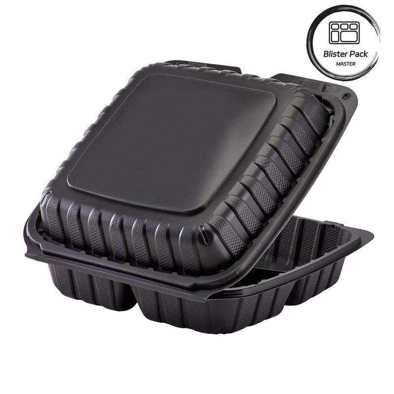 3 Abteilungen Thermoform-Plastik-Ausführbehälter Quadrat für Fast Food / Warme Mahlzeiten