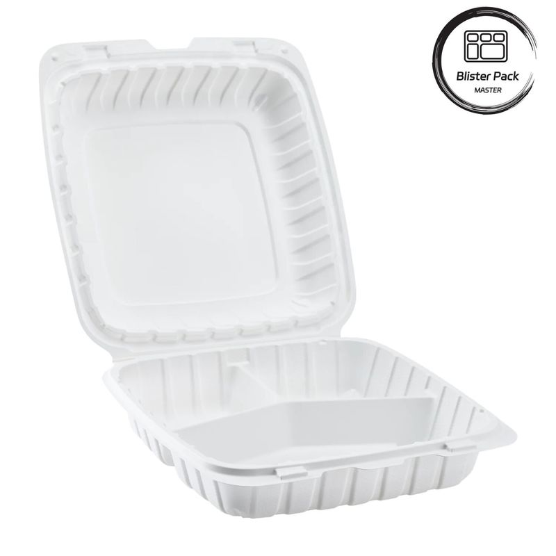 3 Abteilungen Thermoform-Plastik-Ausführbehälter Quadrat für Fast Food / Warme Mahlzeiten