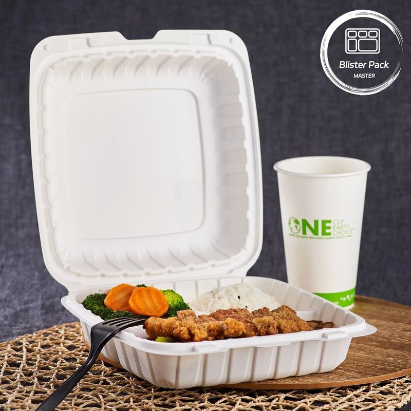 3 Abteilungen Thermoform-Plastik-Ausführbehälter Quadrat für Fast Food / Warme Mahlzeiten