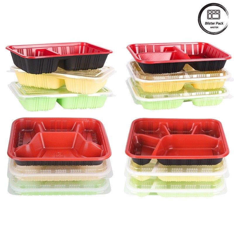 Öko-freundlich 3 Abteilungen Bento-Box Einweg-PP Kunststoff Mikrowelle und Kühlschrank Safe