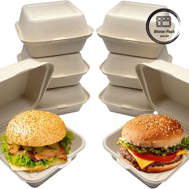 9-Zoll-Zuckerrohrbagasse Clamshell Lunchbox Einweg- und biologisch abbaubare Lebensmittelbehälter für Burger und Bäckerei