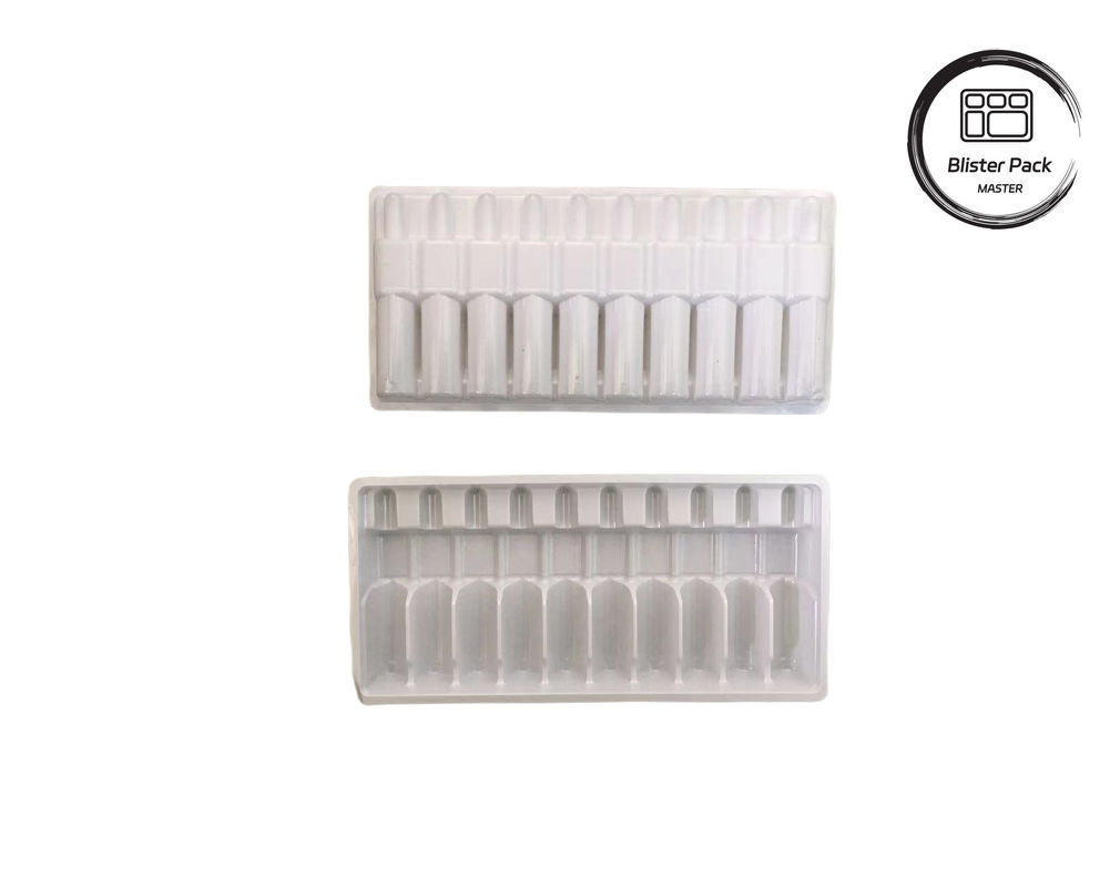 Maßgeschneiderte Vakuum-geformte Plastikampulle, weiße Medizinflasche Blisterverpackung für 10 ml Durchstechflaschen