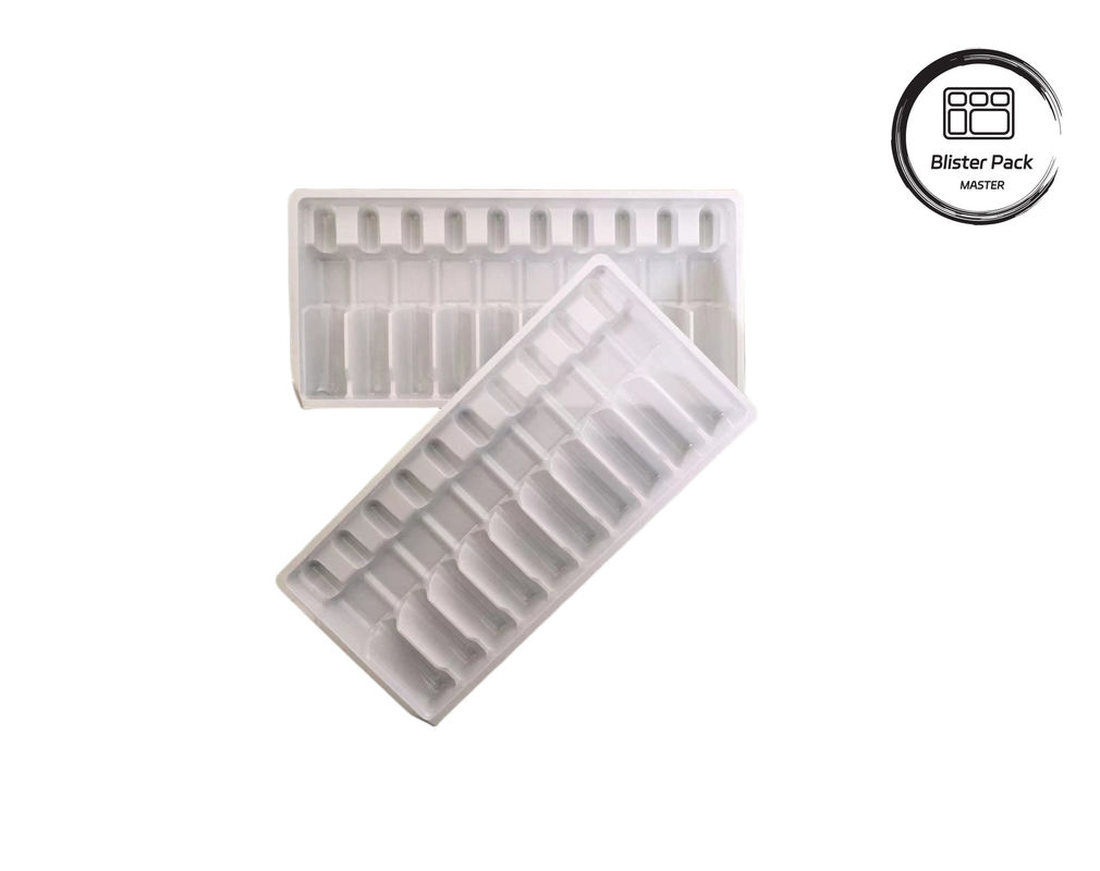 Maßgeschneiderte Vakuum-geformte Plastikampulle, weiße Medizinflasche Blisterverpackung für 10 ml Durchstechflaschen