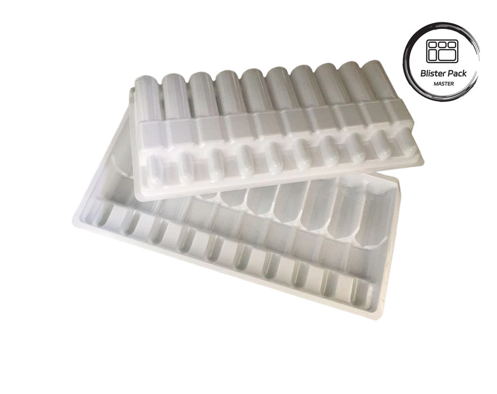 Maßgeschneiderte Vakuum-geformte Plastikampulle, weiße Medizinflasche Blisterverpackung für 10 ml Durchstechflaschen