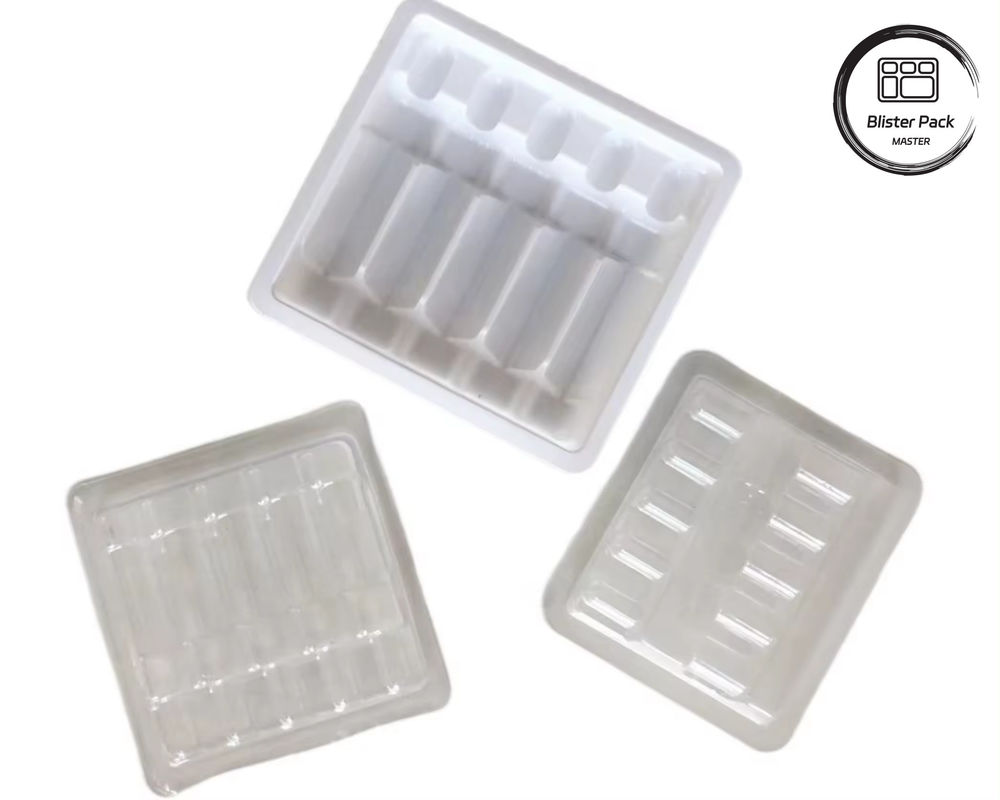 OEM & ODM PET Vakuumformende Blister Plastik-Tray, kundenspezifische Innenverpackung für Ampullen und Durchstechflaschen