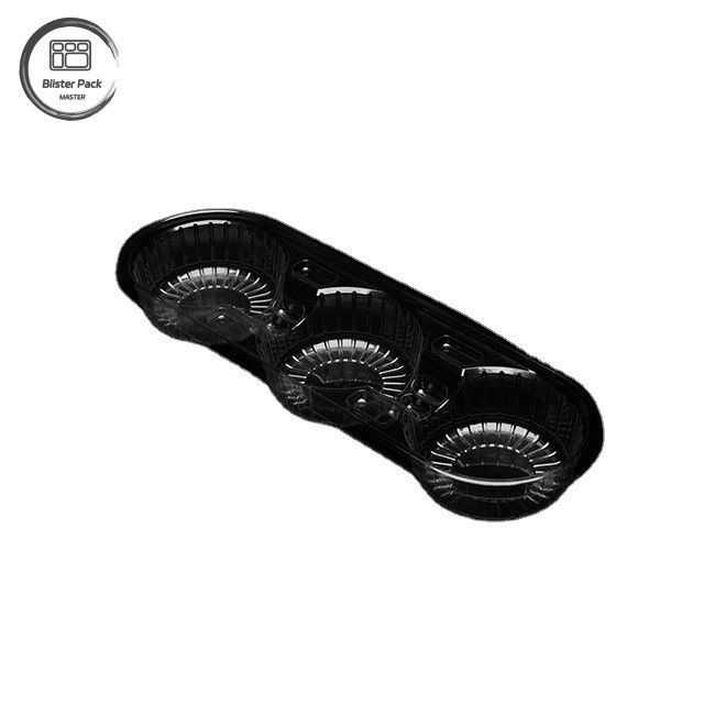 PET-verdicktes Einwegtransparentes Tray mit 3-Sektions-Kaffee-Taschenhalter, Plastiktray für Joghurt und Getränke