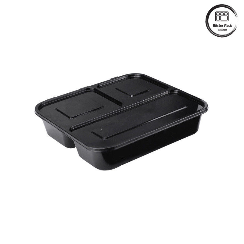 1-4 Abteilungen Einweg-Schwarze Lunchbox Mikrowellensicherheit Leckdichtes Design für Lebensmittelverpackungen