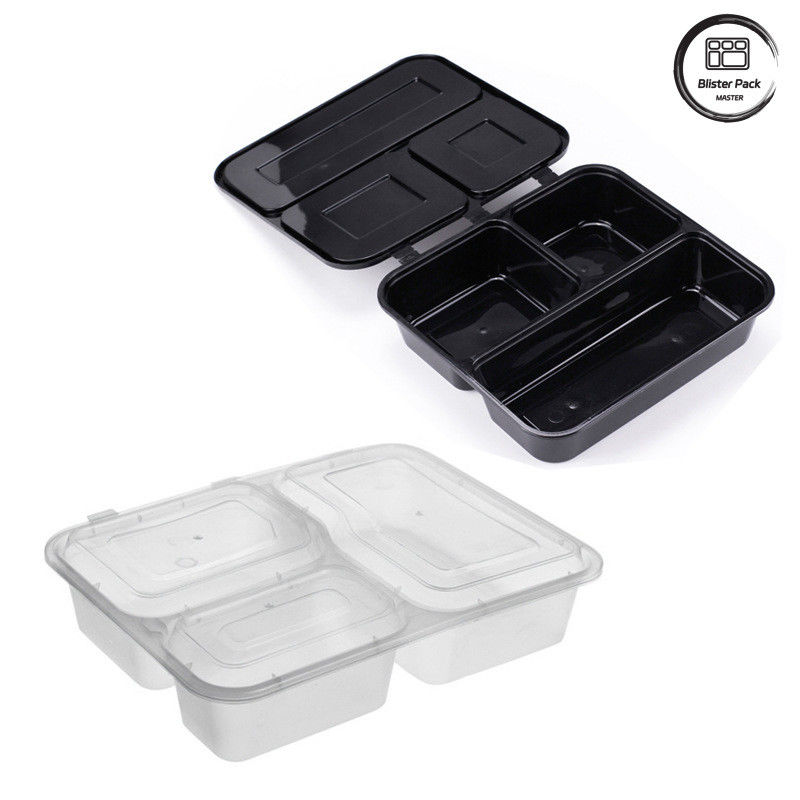 1-4 Abteilungen Einweg-Schwarze Lunchbox Mikrowellensicherheit Leckdichtes Design für Lebensmittelverpackungen