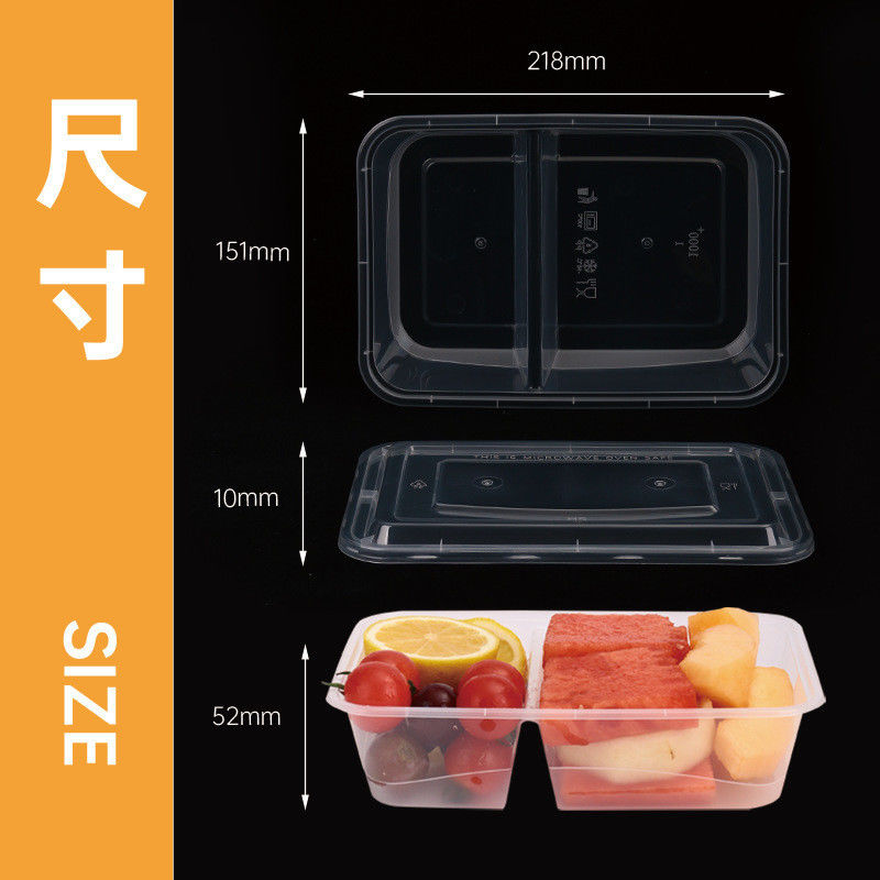 Einweg-Zwei-Abteilungs-Lebensmittelbehälter PP-Kunststoff-Bento-Lunchbox zum Ausführen